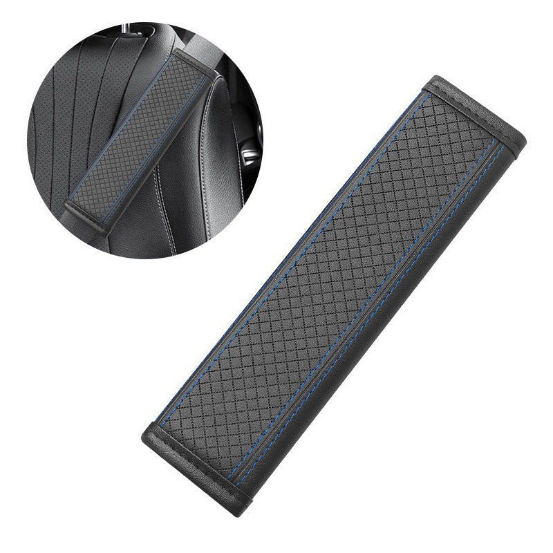 🚗 -50% ! 🛡️ Coussin de Ceinture de Sécurité en Cuir PU – Anti-Pression & Respirable – Doublure Antidérapante pour Conduite Confortable – Noir/Bleu/Rouge 🧵