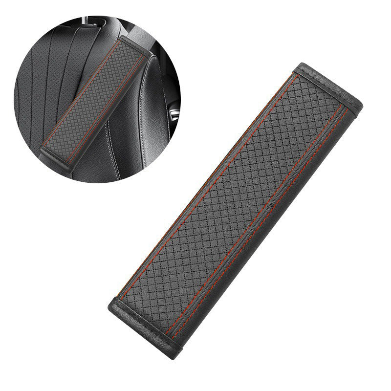 🚗 -50% ! 🛡️ Coussin de Ceinture de Sécurité en Cuir PU – Anti-Pression & Respirable – Doublure Antidérapante pour Conduite Confortable – Noir/Bleu/Rouge 🧵