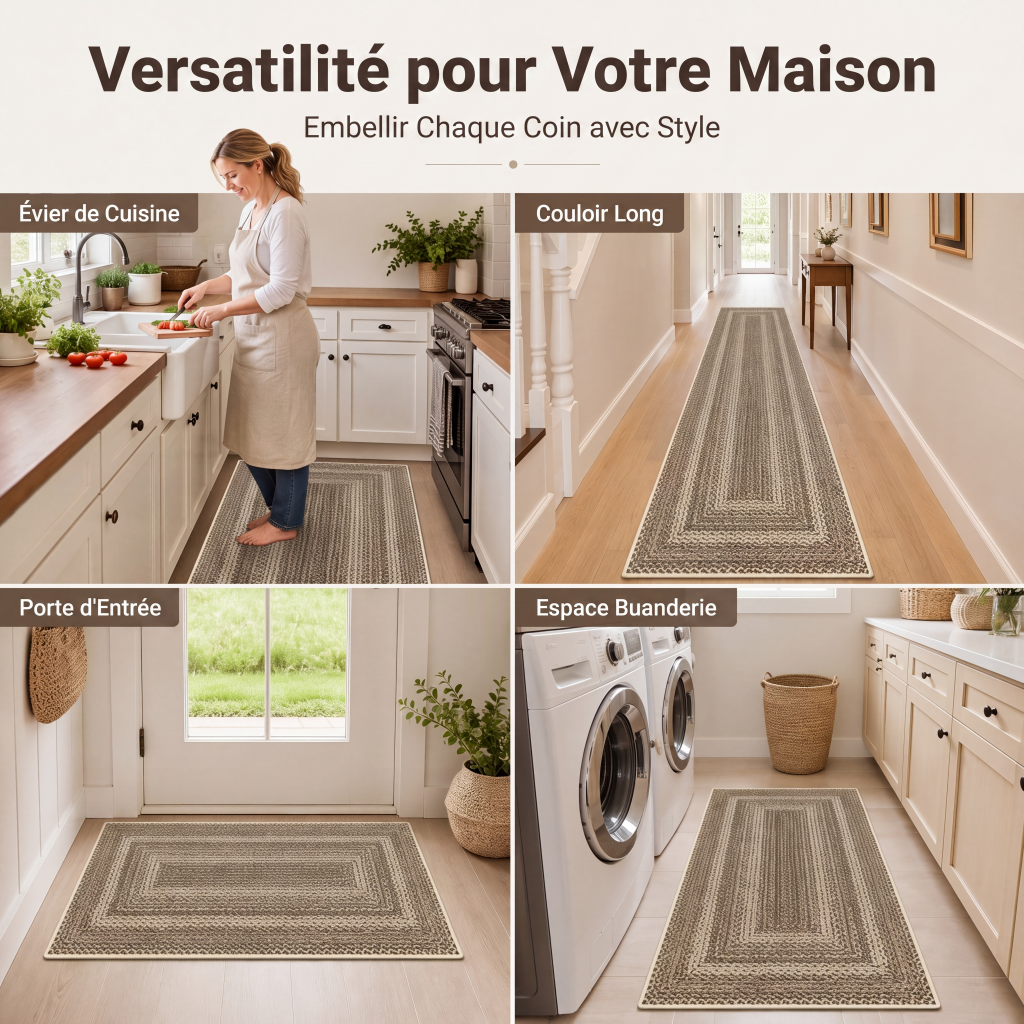 Tapis de couloir tissé élégant