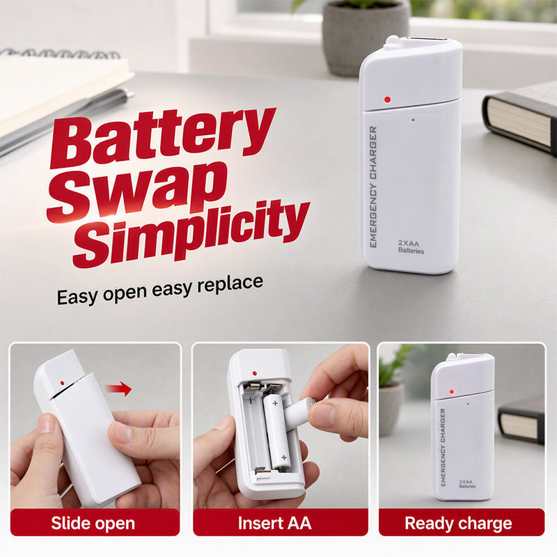 🏆 Offre spéciale du dernier jour :17.99€ ! 🔋 1 achetés 1 offerts 🎁Chargeur d’urgence portable, alimenté par piles AA, batterie externe avec lampe torche LED pour téléphone ✨
