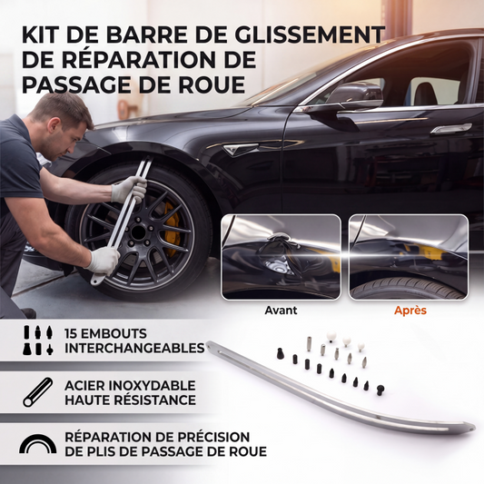 Kit de barre de glissement pour la réparation des plis de carrosserie et des passages de roue