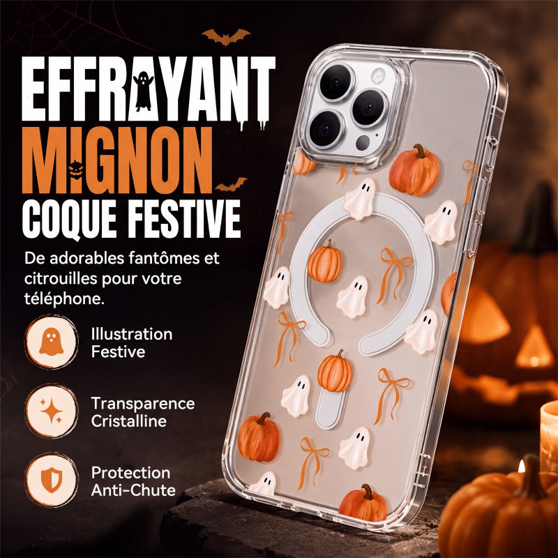 Coque de téléphone transparente mignonne pour Halloween