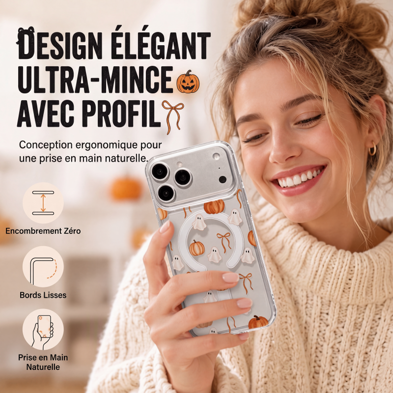 Coque de téléphone transparente mignonne pour Halloween