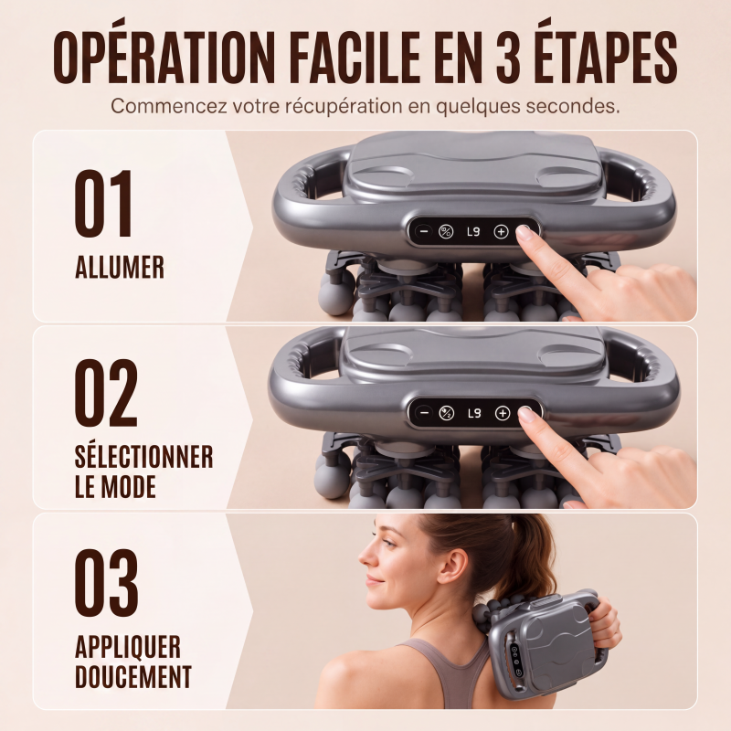 Pistolet de massage des fascias pour tissus profonds à têtes multiples