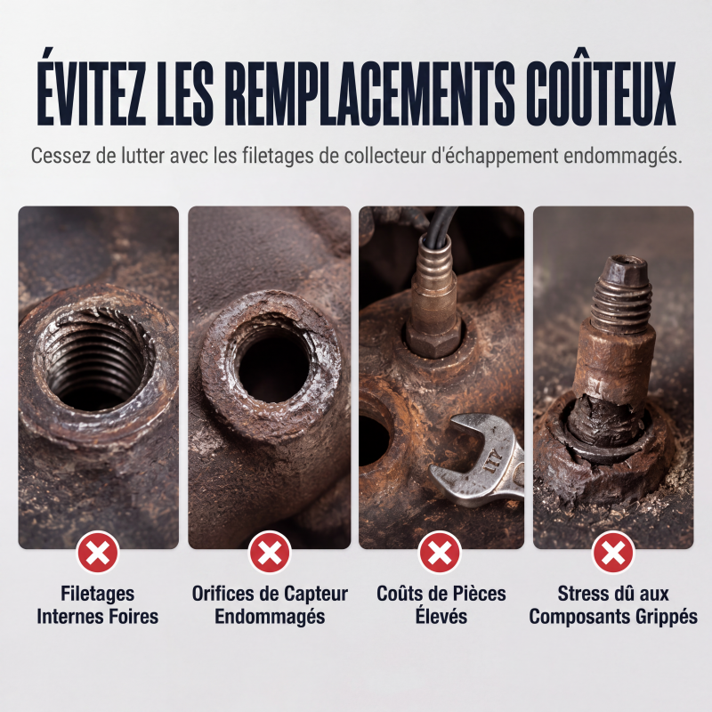Outil de réparation de filetage de tuyau d'échappement et de capteur d'oxygène