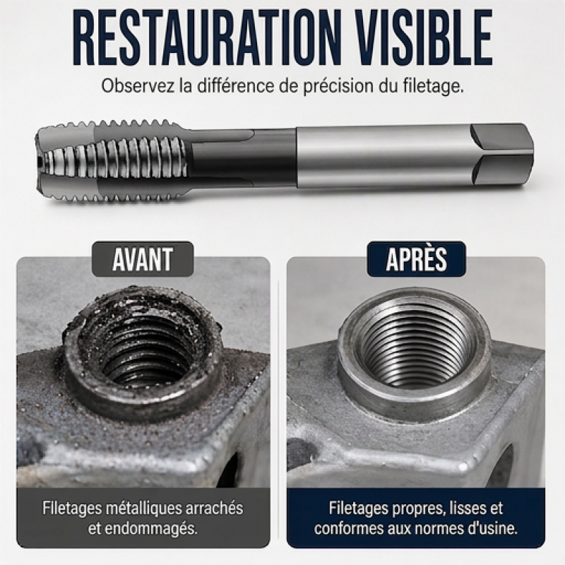 Outil de réparation de filetage de tuyau d'échappement et de capteur d'oxygène