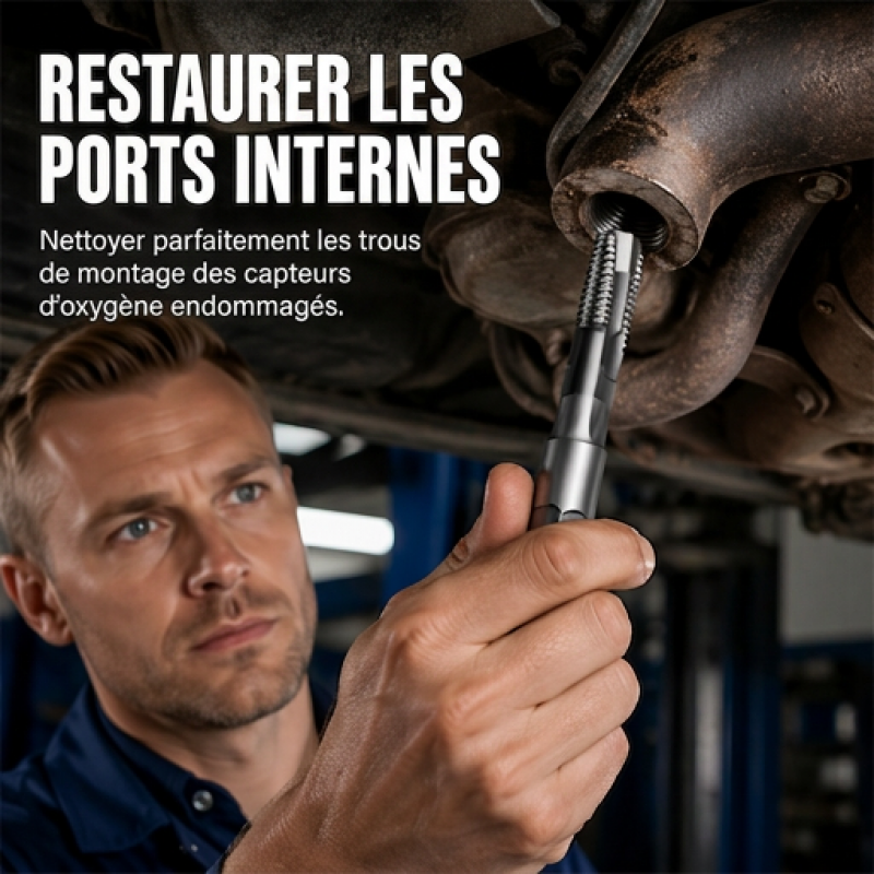 Outil de réparation de filetage de tuyau d'échappement et de capteur d'oxygène