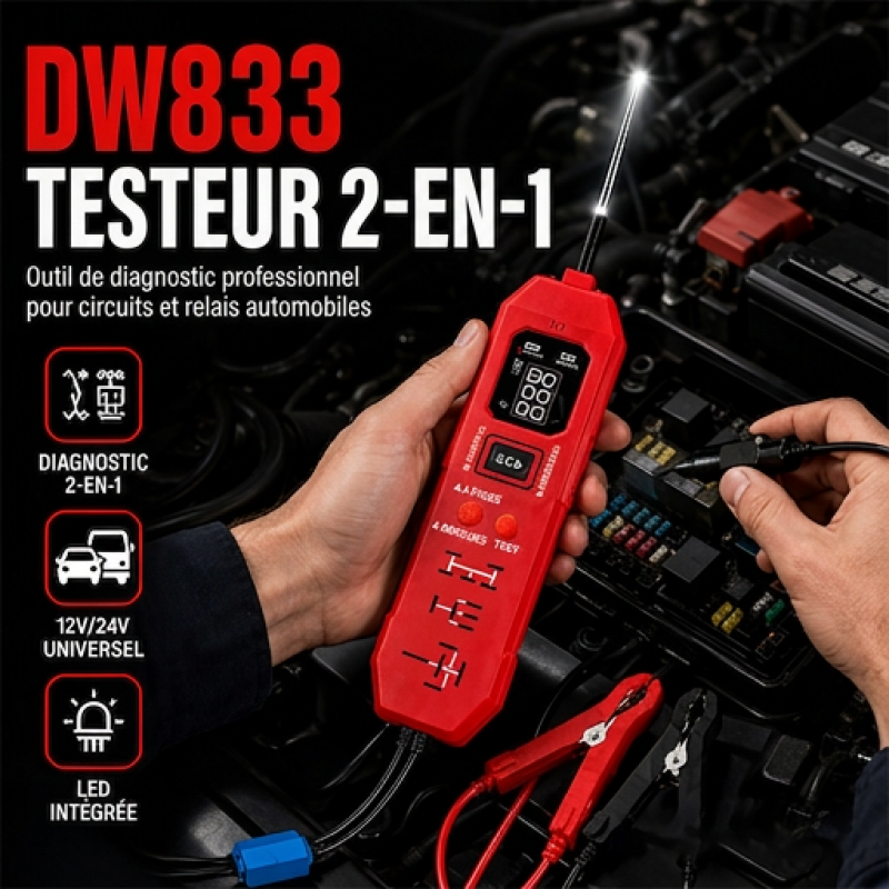 Testeur de circuit automobile avec écran numérique
