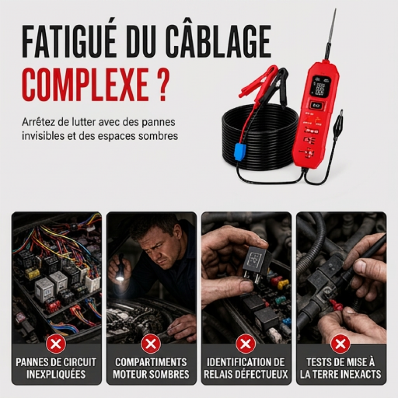 Testeur de circuit automobile avec écran numérique