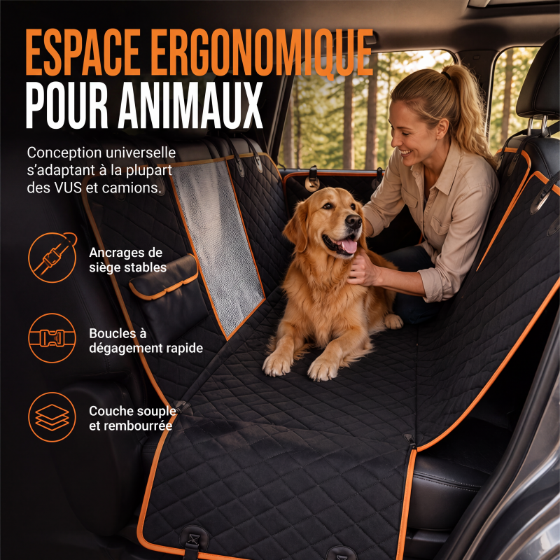 Housse de siège auto pour chien pour siège arrière