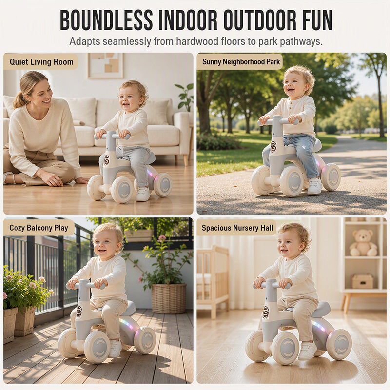 🎈🛒 -50% ! 🚴Draisienne pour Bébés et Tout-Petits – PP Léger, 4 Roues Stabilisatrices & LED Musicale