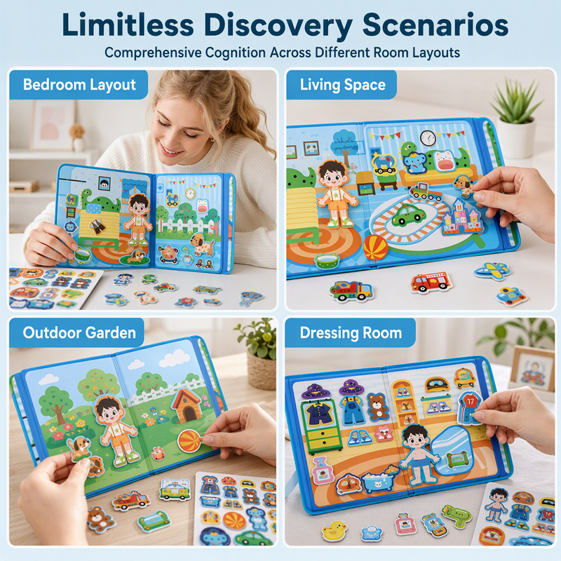 🧩🧒 Livre magnétique silencieux pour enfants – Scènes pliables, éducatif et magnétique, stimule la créativité et l’apprentissage, le compagnon idéal des trajets en train et des repas au restaurant sans écran 📚✈️