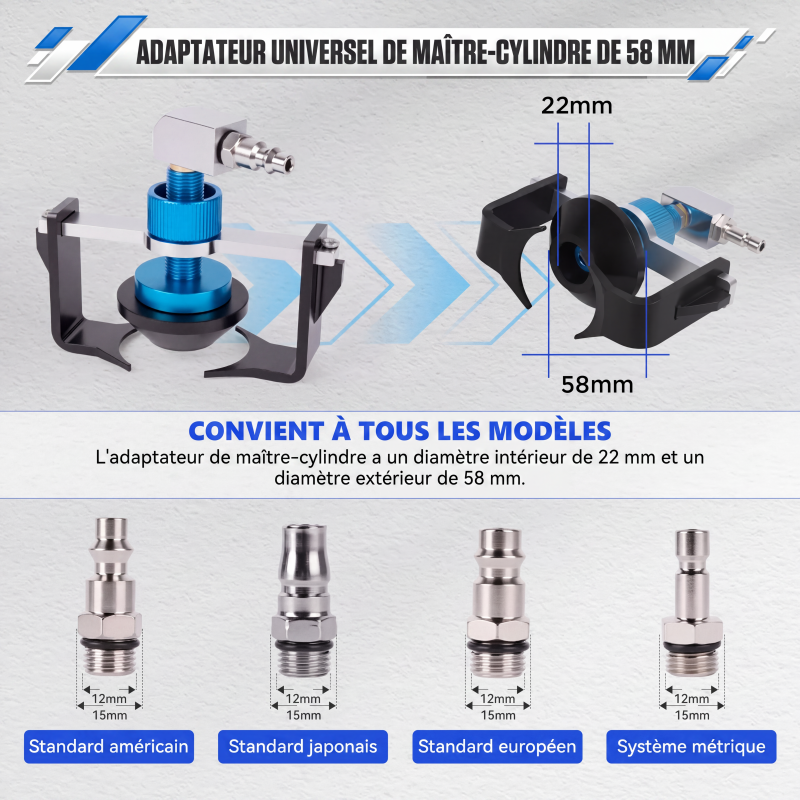 🎉 Soldes 2026 — Plus de 14 000 exemplaires vendus ! 🔧 Adaptateur universel de purge de frein – 58 mm compatible avec la plupart des véhicules, rotatif à 360°, changement de fluide réalisable seul ! ✨