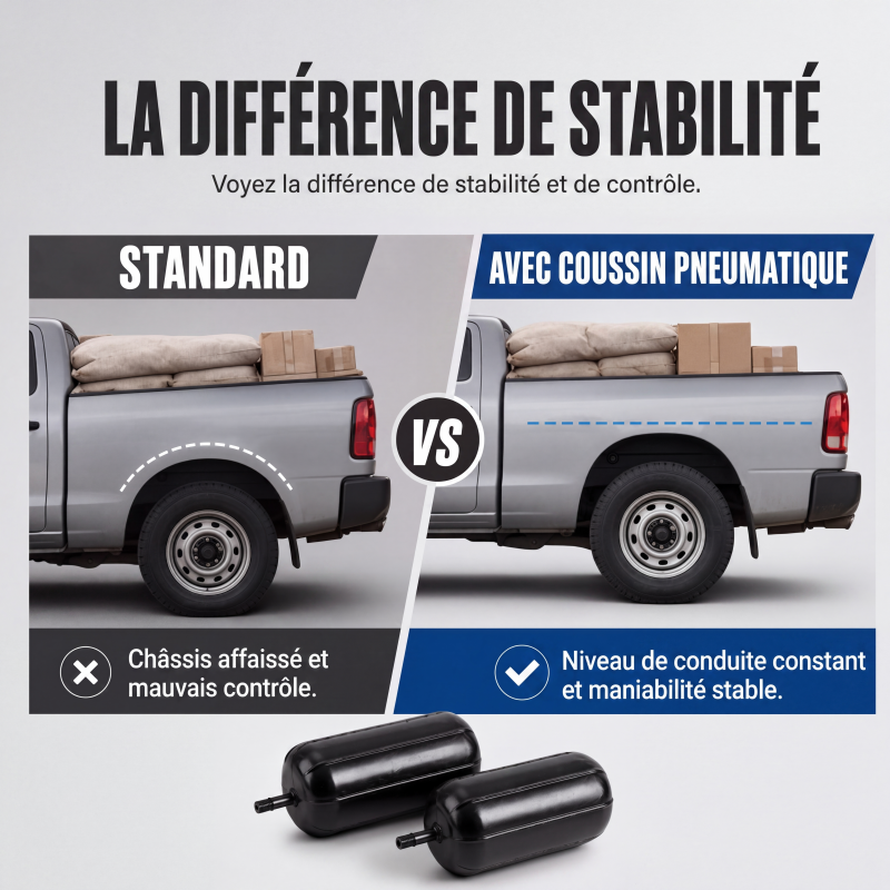 🛡️ Ressorts d'aide à l'air pour suspension à ressorts hélicoïdaux – Rétablissez la hauteur de caisse et la tenue de route lors du remorquage de caravanes ou de charges lourdes, kit avec supports 🏗️✅