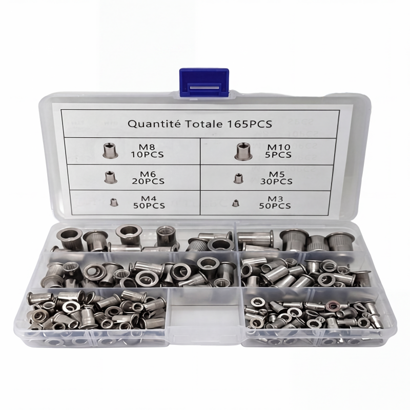 🔩 Kit d'assortiment d'écrous à riveter moletés