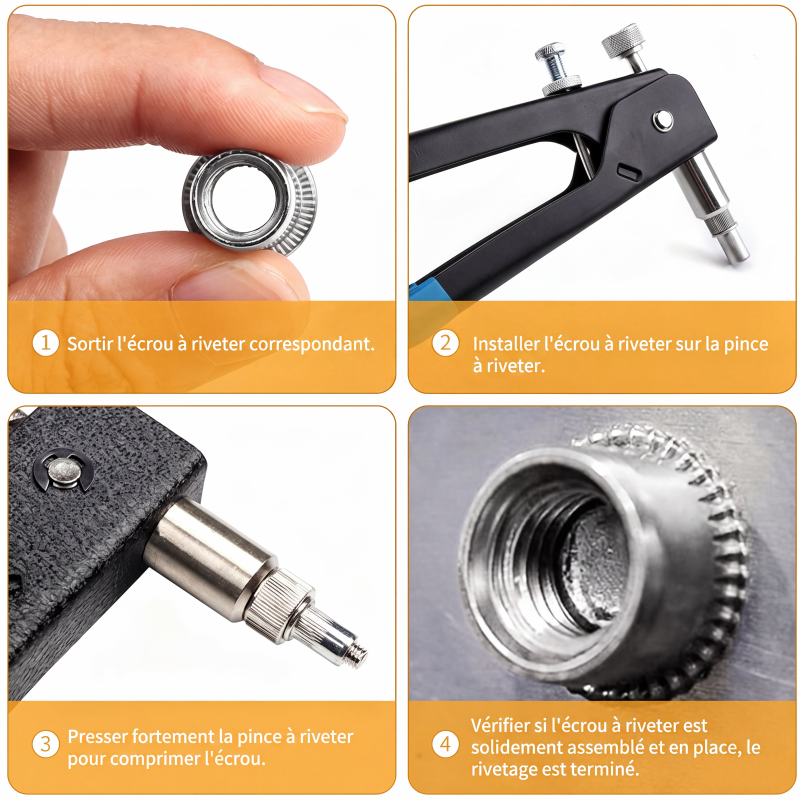 🔩 Kit d'assortiment d'écrous à riveter moletés