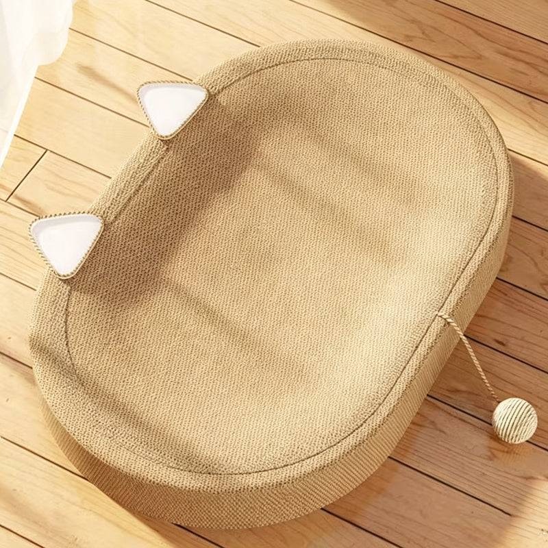 🐱🌿 Griffoir-lit pour chat en sisal – Forme ovale, résistant à l’usure, jouet inclus, le refuge parfait qui protège vos meubles et offre à votre félin un coin douillet pour se faire les griffes et dormir en boule 🛋️💤