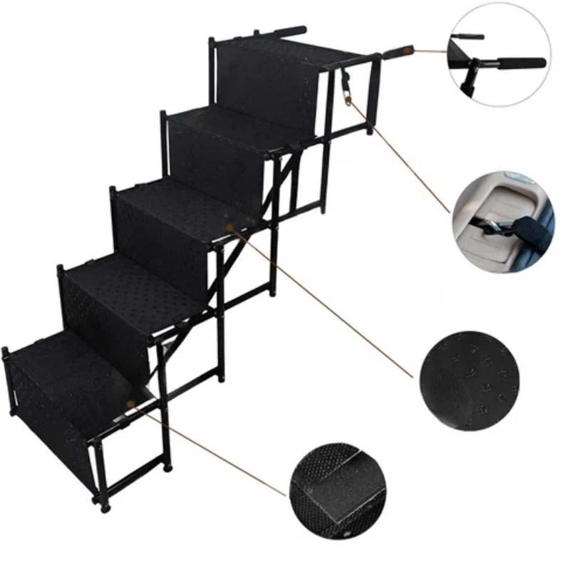 🐕 -50% ! 🚗 Escalier Pliable Antidérapant pour Chien en Voiture – Tissu Antidérapant – 2 ou 4 Marches – Noir/Gris/Bleu – Support Robuste pour Toutes Tailles 🐾