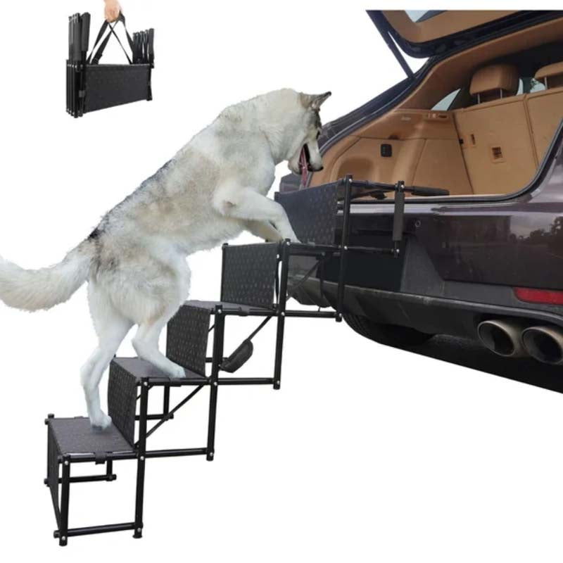 🐕 -50% ! 🚗 Escalier Pliable Antidérapant pour Chien en Voiture – Tissu Antidérapant – 2 ou 4 Marches – Noir/Gris/Bleu – Support Robuste pour Toutes Tailles 🐾