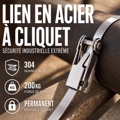 Collier de serrage en acier inoxydable robuste avec boucle à verrouillage à bascule