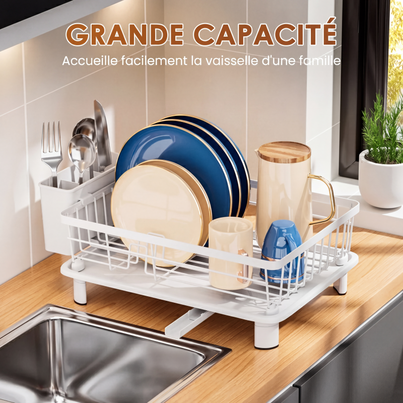 Égouttoir à vaisselle de cuisine avec bec rotatif à 360°