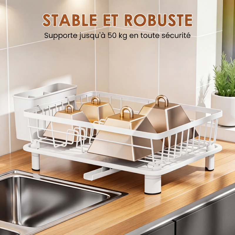 Égouttoir à vaisselle de cuisine avec bec rotatif à 360°