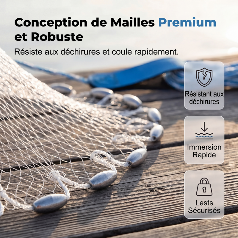 🎉 Soldes 2026 — Plus de 16 800 exemplaires vendus ! 🌊 Filet de pêche à lancer facile, robuste et à descente rapide ✨