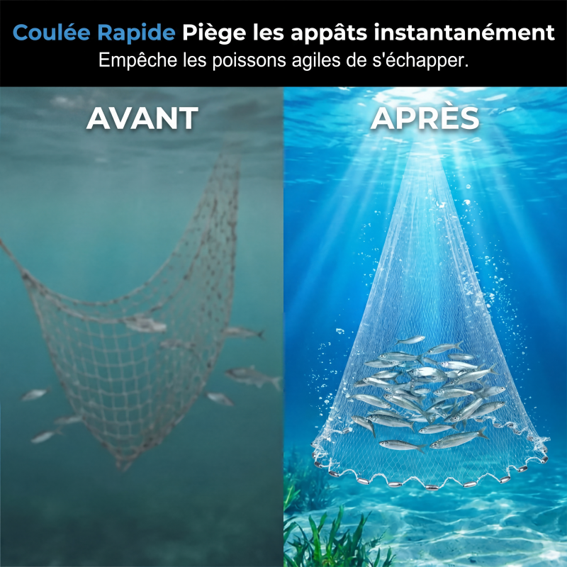 🎉 Soldes 2026 — Plus de 16 800 exemplaires vendus ! 🌊 Filet de pêche à lancer facile, robuste et à descente rapide ✨