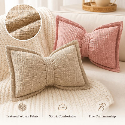 🦋🎀 Coussin décoratif en chenille forme nœud papillon – 30×50 cm, 9 coloris, housse et garnissage inclus, le nœud tout doux qui sublime votre canapé, votre lit ou votre coin lecture 🛋️💕