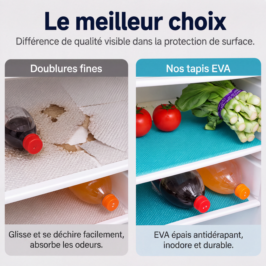 Tapis de clayette de réfrigérateur imperméables