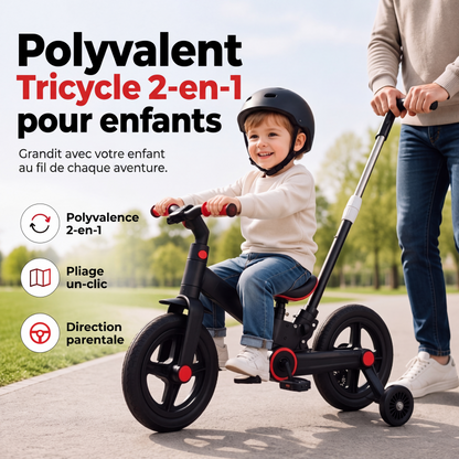 Tricycle évolutif 4-en-1 pour enfants, draisienne et poussette