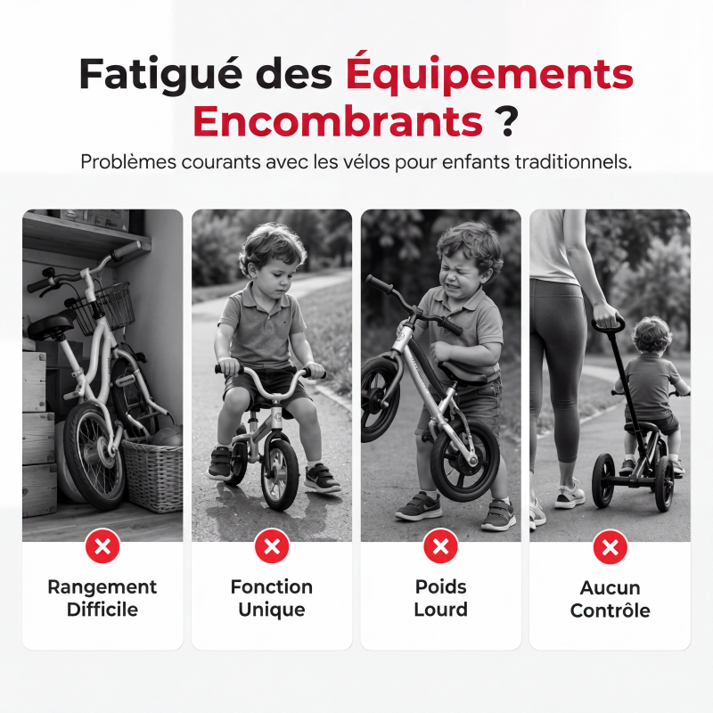 Tricycle évolutif 4-en-1 pour enfants, draisienne et poussette