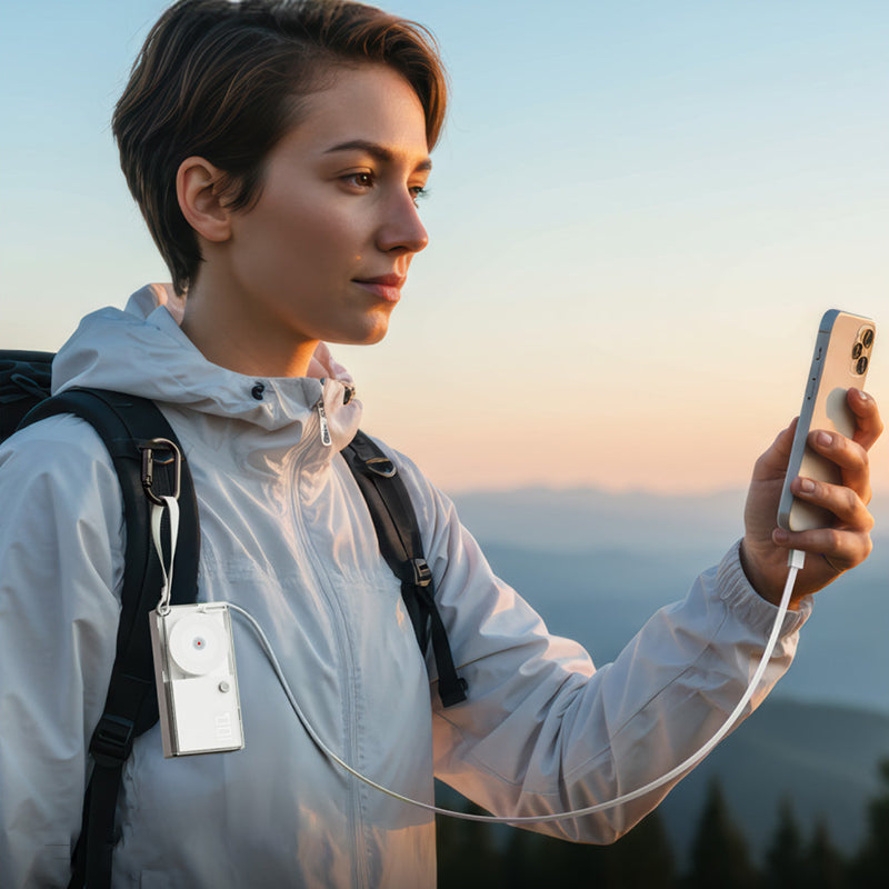 🔋 -50% ! ⚡ Batterie Externe 3-en-1 Charge Rapide – Câble Intégré – Dragonne – Corps Transparent – Blanc/Rose – Ultra-Compacte pour Voyages et Quotidien 📱