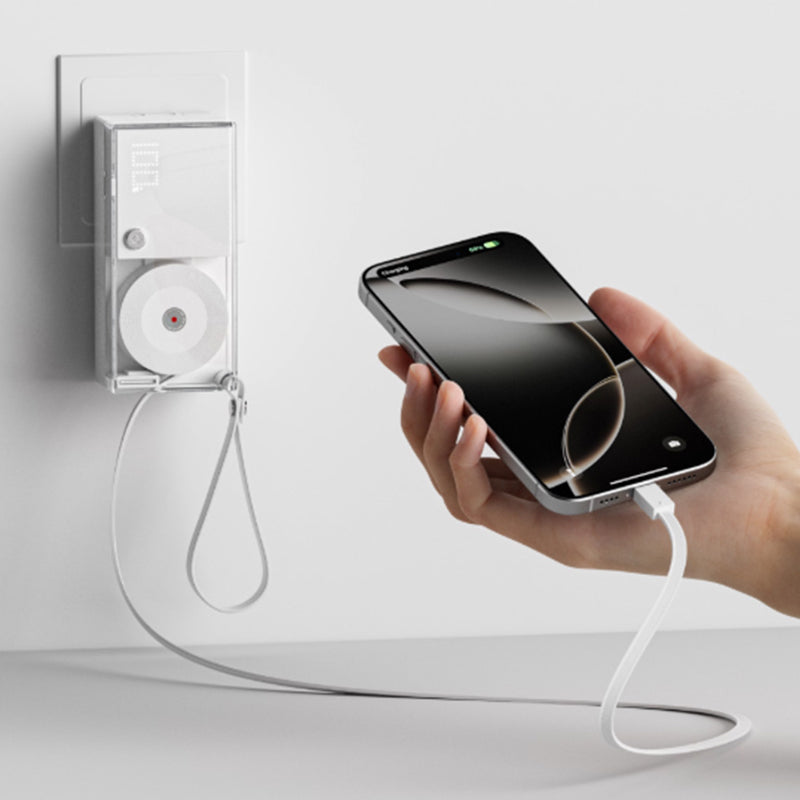 🔋 -50% ! ⚡ Batterie Externe 3-en-1 Charge Rapide – Câble Intégré – Dragonne – Corps Transparent – Blanc/Rose – Ultra-Compacte pour Voyages et Quotidien 📱