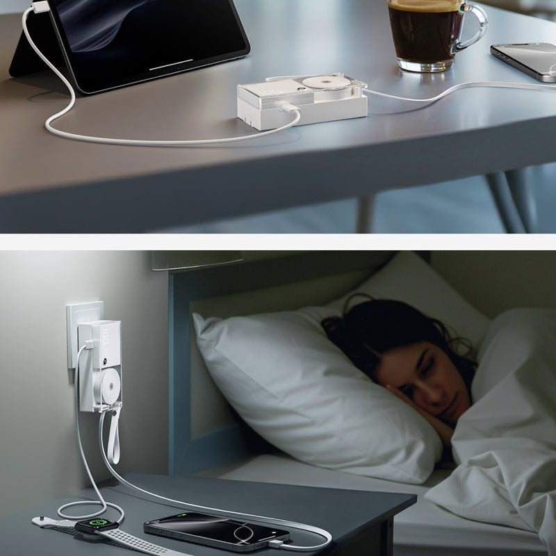 🔋 -50% ! ⚡ Batterie Externe 3-en-1 Charge Rapide – Câble Intégré – Dragonne – Corps Transparent – Blanc/Rose – Ultra-Compacte pour Voyages et Quotidien 📱