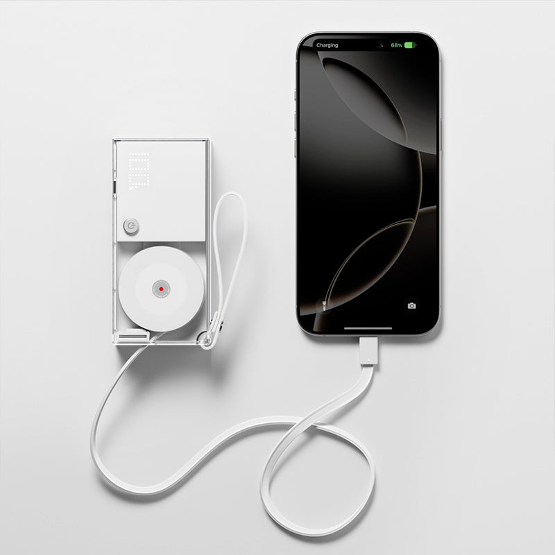 🔋 -50% ! ⚡ Batterie Externe 3-en-1 Charge Rapide – Câble Intégré – Dragonne – Corps Transparent – Blanc/Rose – Ultra-Compacte pour Voyages et Quotidien 📱
