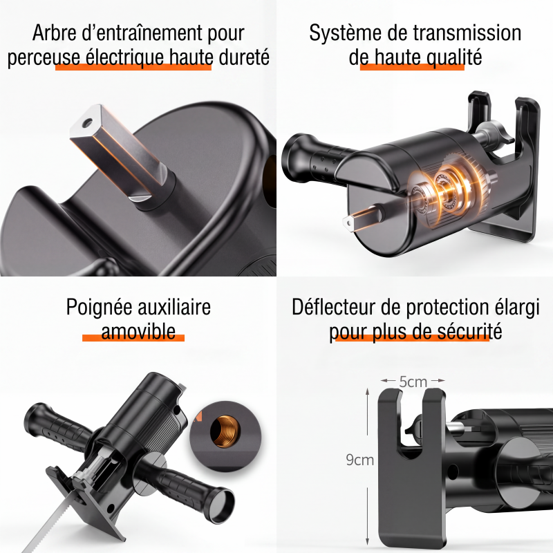 🔧 Adaptateur de scie alternative multifonction – Transforme votre perceuse en outil de coupe – Pour bois, métal et plastique 🛠️