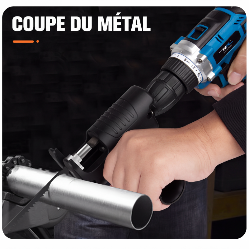 🔧 Adaptateur de scie alternative multifonction – Transforme votre perceuse en outil de coupe – Pour bois, métal et plastique 🛠️