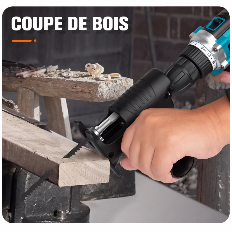🔧 Adaptateur de scie alternative multifonction – Transforme votre perceuse en outil de coupe – Pour bois, métal et plastique 🛠️