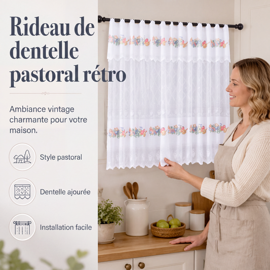 Court rideau de cuisine en dentelle rétro