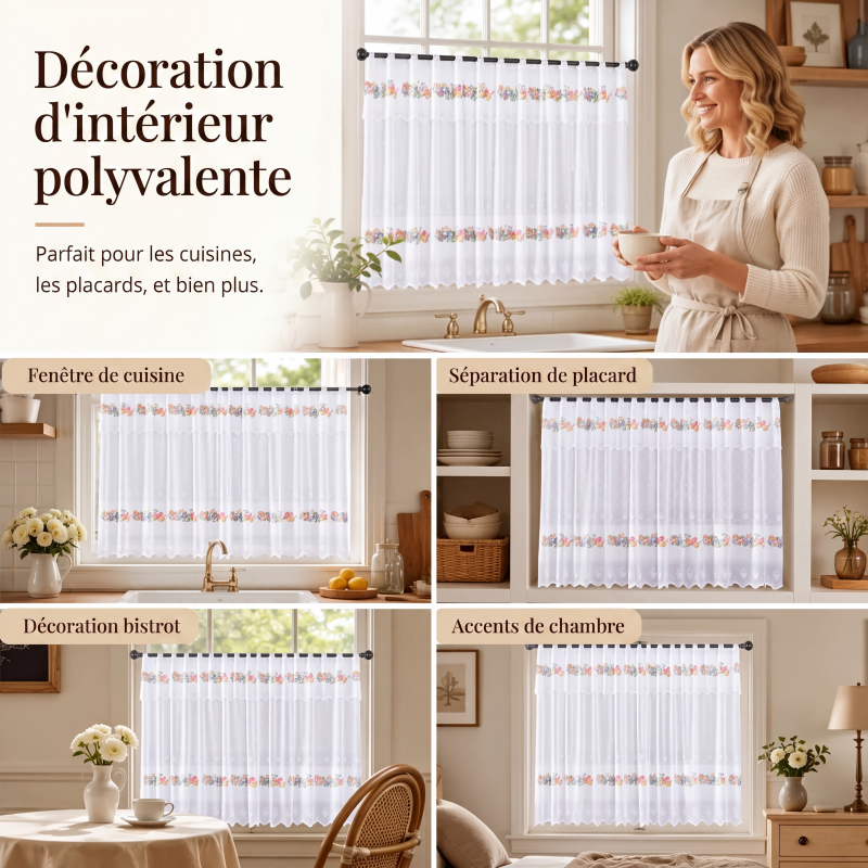 Court rideau de cuisine en dentelle rétro