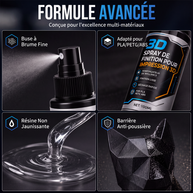 Spray brillant pour modèles d'imprimante 3D, séchage rapide, réduit les lignes de couche, compatible avec PLA, PETG et ABS