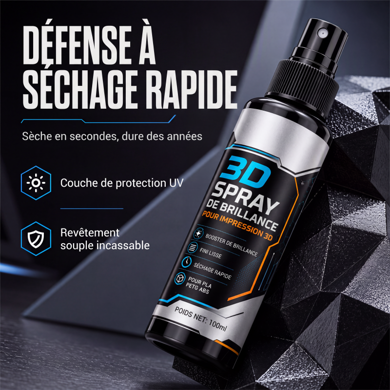 Spray brillant pour modèles d'imprimante 3D, séchage rapide, réduit les lignes de couche, compatible avec PLA, PETG et ABS