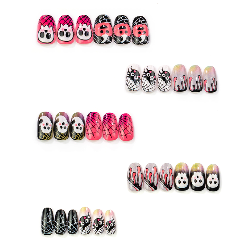📢📢50% OFF !!⏰ 30 Pièces 🎃Kit de Faux Ongles À Coller Halloween