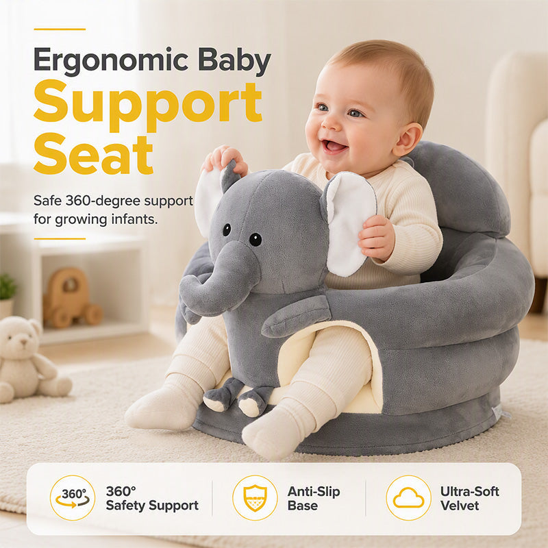 🐻 50% DE RÉDUCTION! 🛋️ Canapé Bébé Cartoon Anti-Roulis – Dossier stable, peluche douce & base antidérapante – Siège sécurisé pour jeux et repos ✨