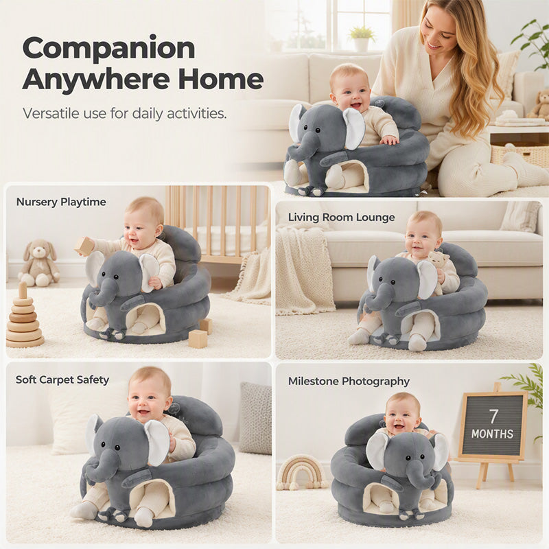 🐻 50% DE RÉDUCTION! 🛋️ Canapé Bébé Cartoon Anti-Roulis – Dossier stable, peluche douce & base antidérapante – Siège sécurisé pour jeux et repos ✨