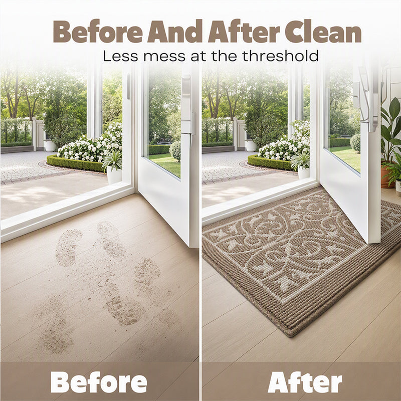 📢📢50% DE RÉDUCTION !! ⏰Tapis de Porte d'Entrée Antidérapant – Fibre Polypropylène & Fond TPR – Attrape-Poussière & Séchage Rapide for Entrées & Couloirs 🚪