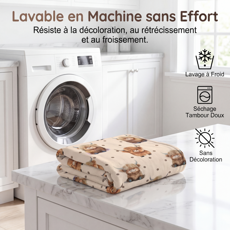 🐮 Couverture en flanelle imprimé vache Highland – Douceur premium comme un nuage, légère et chaude – 4 tailles disponibles – Idéale pour canapé, chambre ou voyage 🛋️✨