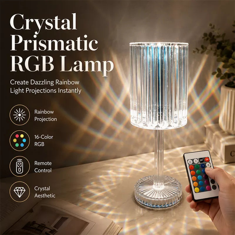 🌹✨ Lampe de table acrylique en forme de rose cristalline – veilleuse RGB tactile pour chambre à coucher et décoration romantique