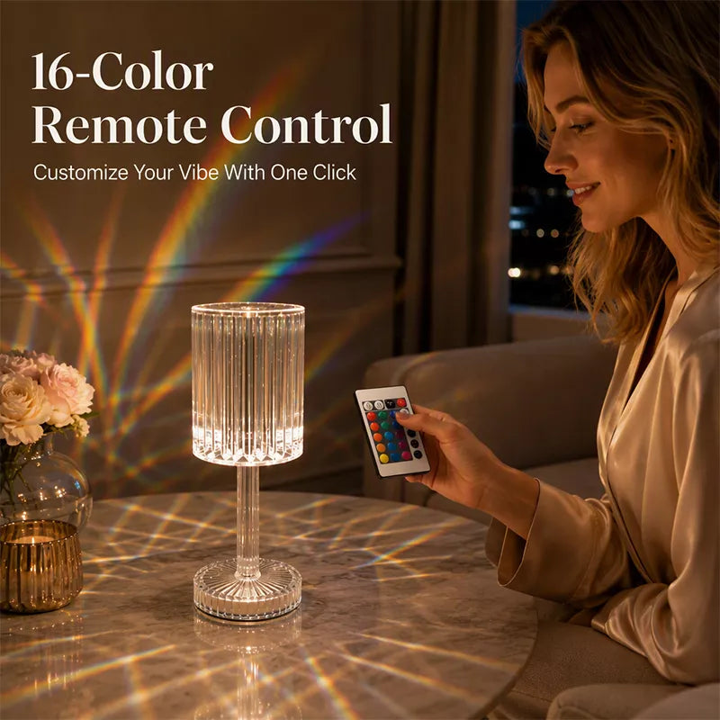 🌹✨ Lampe de table acrylique en forme de rose cristalline – veilleuse RGB tactile pour chambre à coucher et décoration romantique